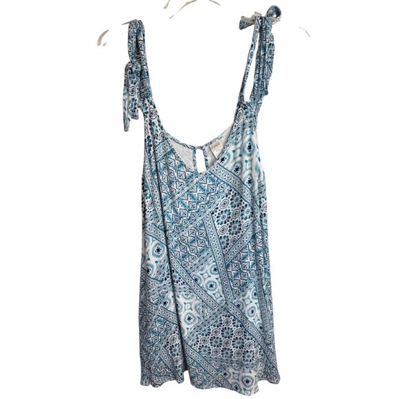 L*SPACE NWOT Girl in Motion Dress Blue Patchwork Swim Coverup Shoulder Ties Sz S - Picture 2 of 12